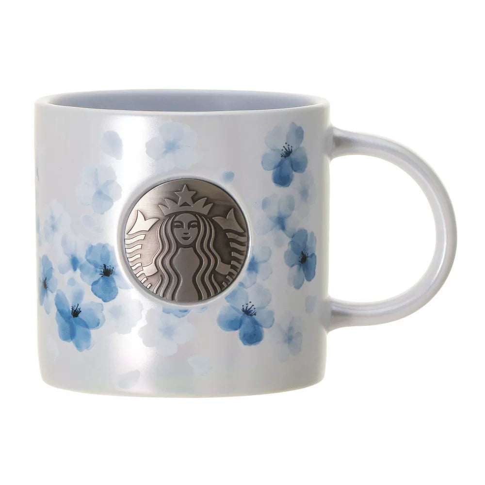 Starbucks Japan 2026 Blue Cherry Blossom Series Bronze Seal Mug 355ml