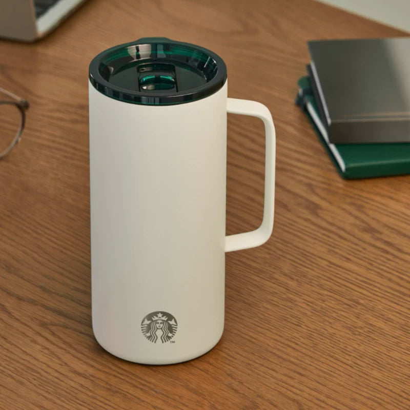 Starbucks Korea 2025 Classic Minimalist series White stainless steel handle cup with lid 503ml 17.7oz