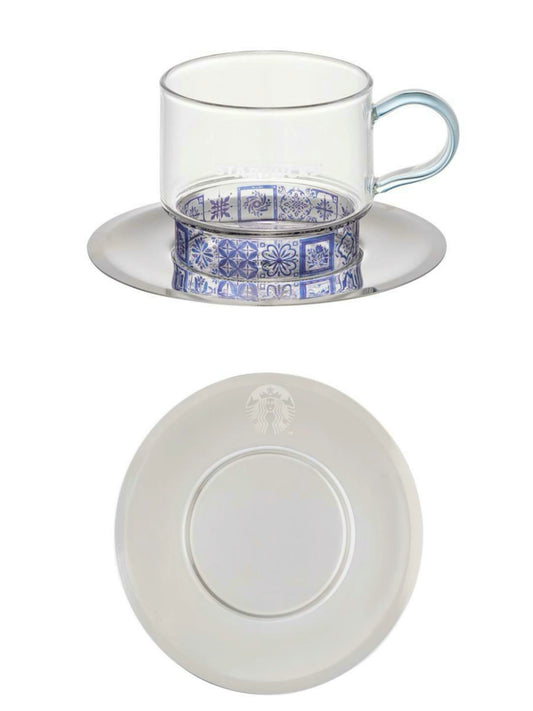 Starbucks Korea Summer 2026 Mediterranean-Style Series Glass Stainless Steel Plate Set 237ml 8.34oz