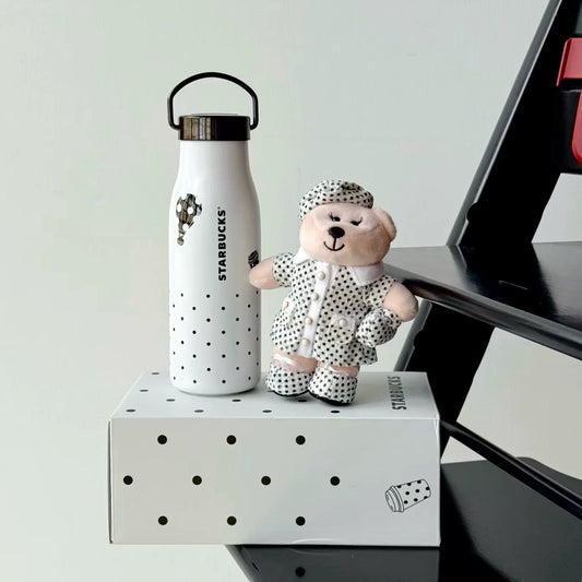 Starbucks Polka Dot Wonderland Series 365ml Polka Dot Stainless Steel Portable Mug with Bear Charm