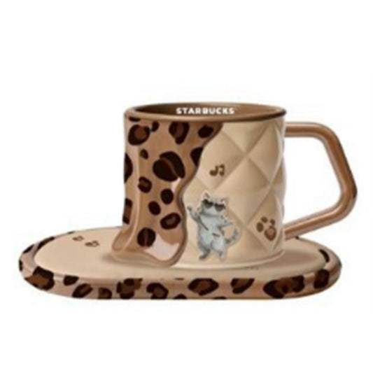 Starbucks Starbucks China 2026 Leopard Print Series 365ml embossed mug with coaster
