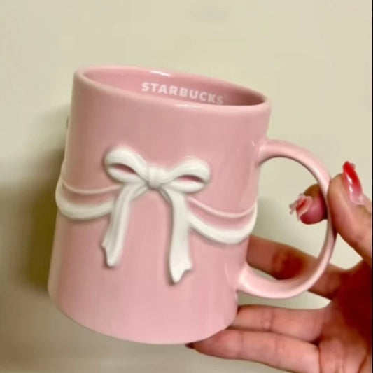 Starbucks Taiwan 2025 Christmas Party Series Pink Bow Mug 16.65oz 473ml