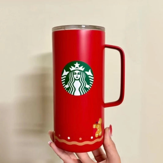 Starbucks Taiwan 2025 Christmas Party Series Red Stainless Steel Handle Cup 503ml 17.7oz