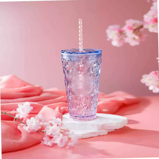 Starbucks Taiwan 2025 Sakura series light clear blue Grande prizm plastic straw cup 473ml