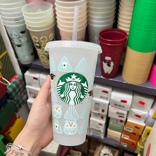 2PCS - Starbucks Taiwan 2026 New Year's Lucky Daruma Series B Straw Cup 710ml -opened