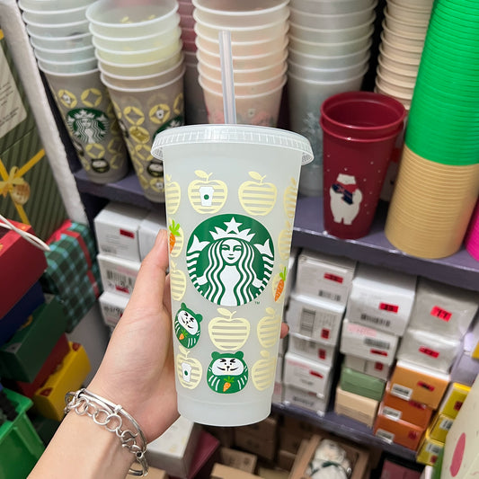 2PCS - Starbucks Taiwan 2026 New Year's Lucky Daruma Series C Straw Cup 710ml -opened