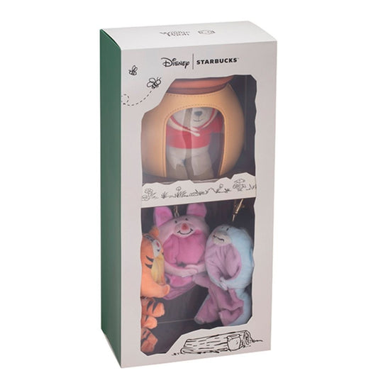 Starbucks Taiwan 2026 Winnie the Pooh Series 1PCS Bear Keychain 4PCS Clothes and 1 Bag
