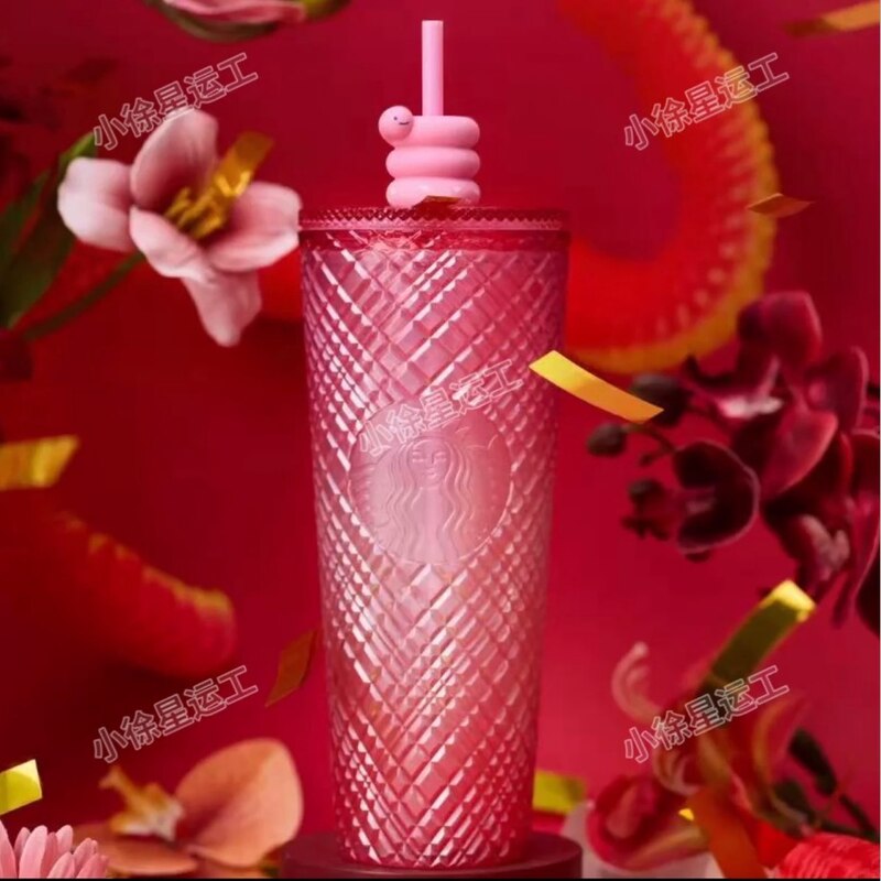 Starbucks China 2025 snake new year pink jeweled straw cup 24oz Starbucks loveinstarbucks