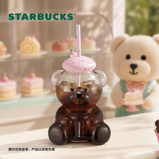 pre-order Starbucks China Summer 2026 Dessert Party Series Pink Bearista Bear Glass Cup