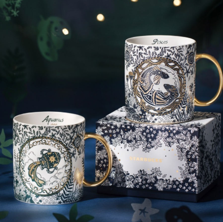 Starbucks Taiwan 2026 Zodiac Mug Aquarius Pisces Mug