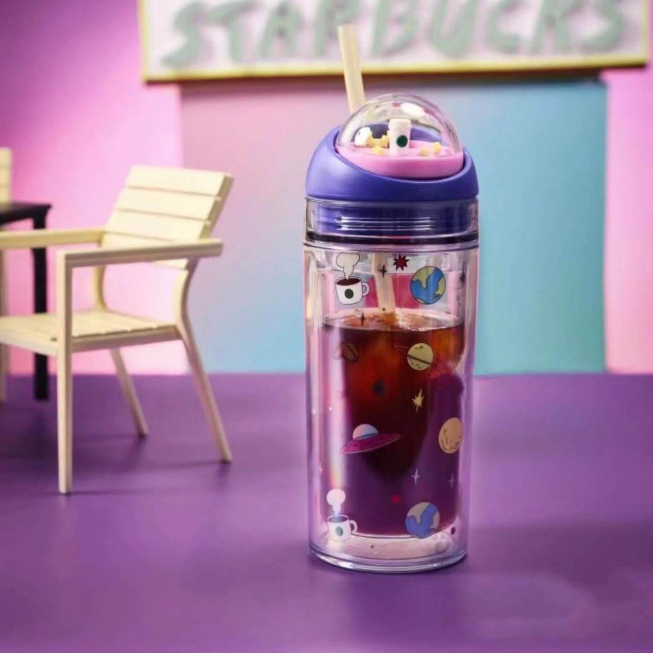 Starbucks China 2024 Summer Night Sky Series Plastic straw cup 355ml Starbucks loveinstarbucks
