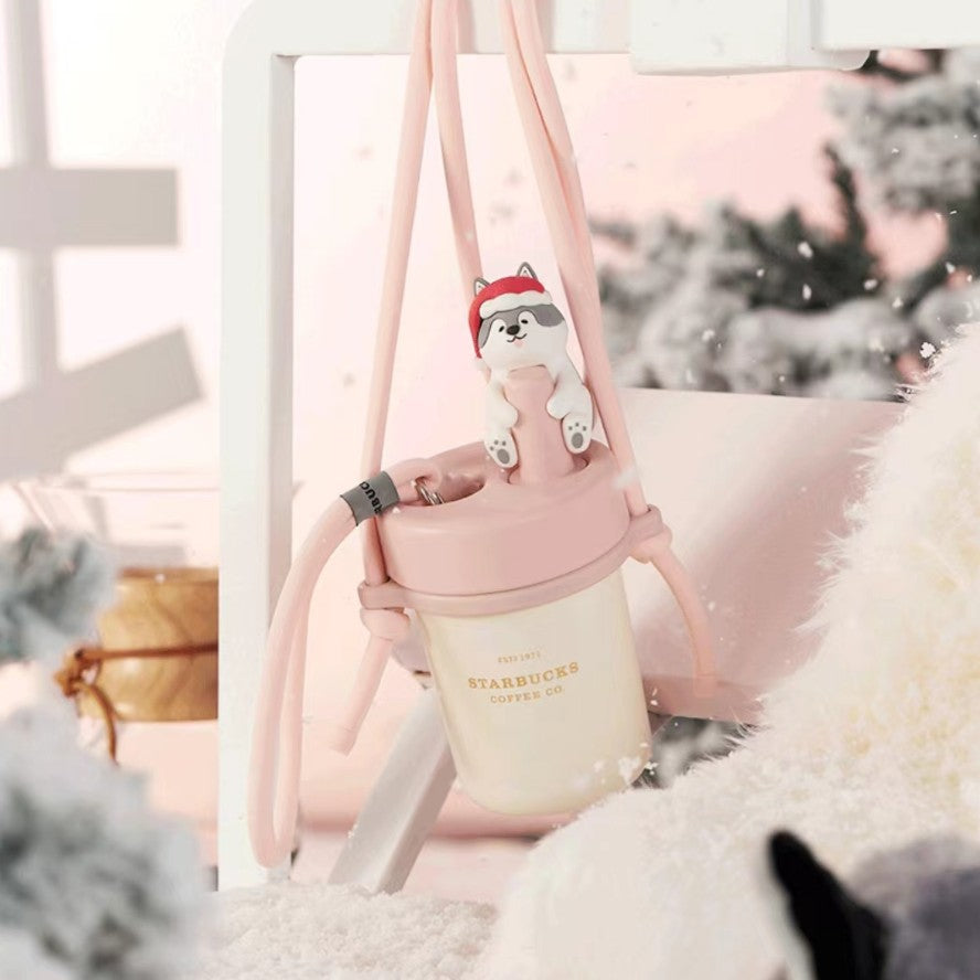 Starbucks China 2023 Christmas cute pet series stainless steel straw cup 490ml Starbucks loveinstarbucks