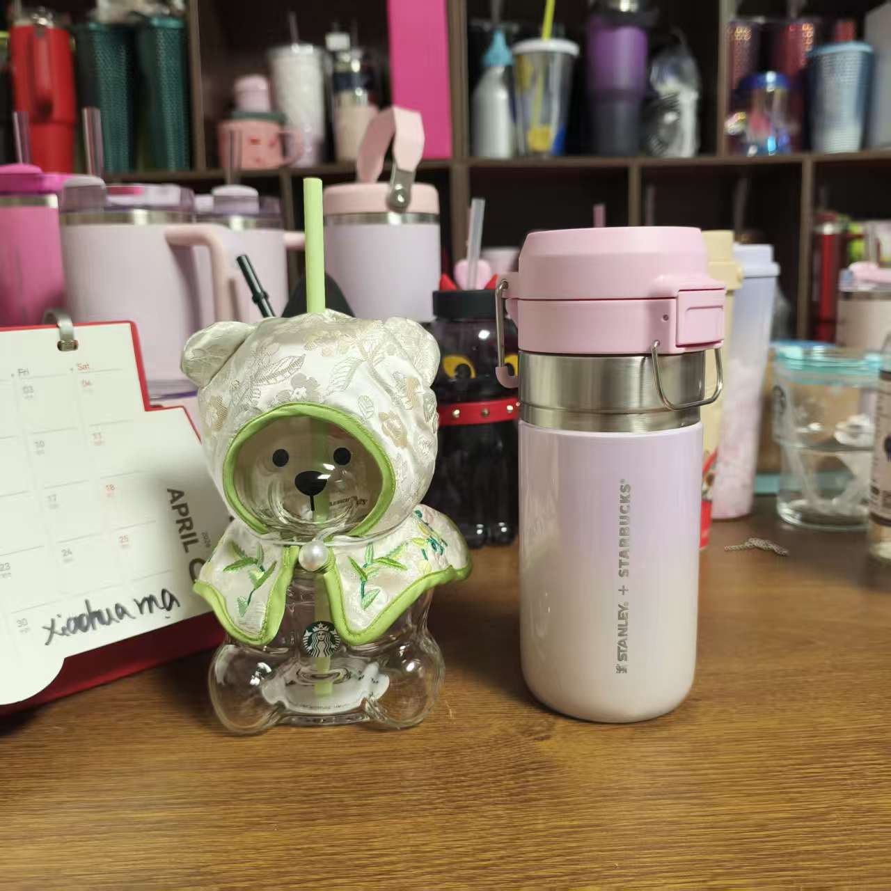2pcs -  Starbucks China Bearista BEAR glass and JP Stanley Stainless steel cup