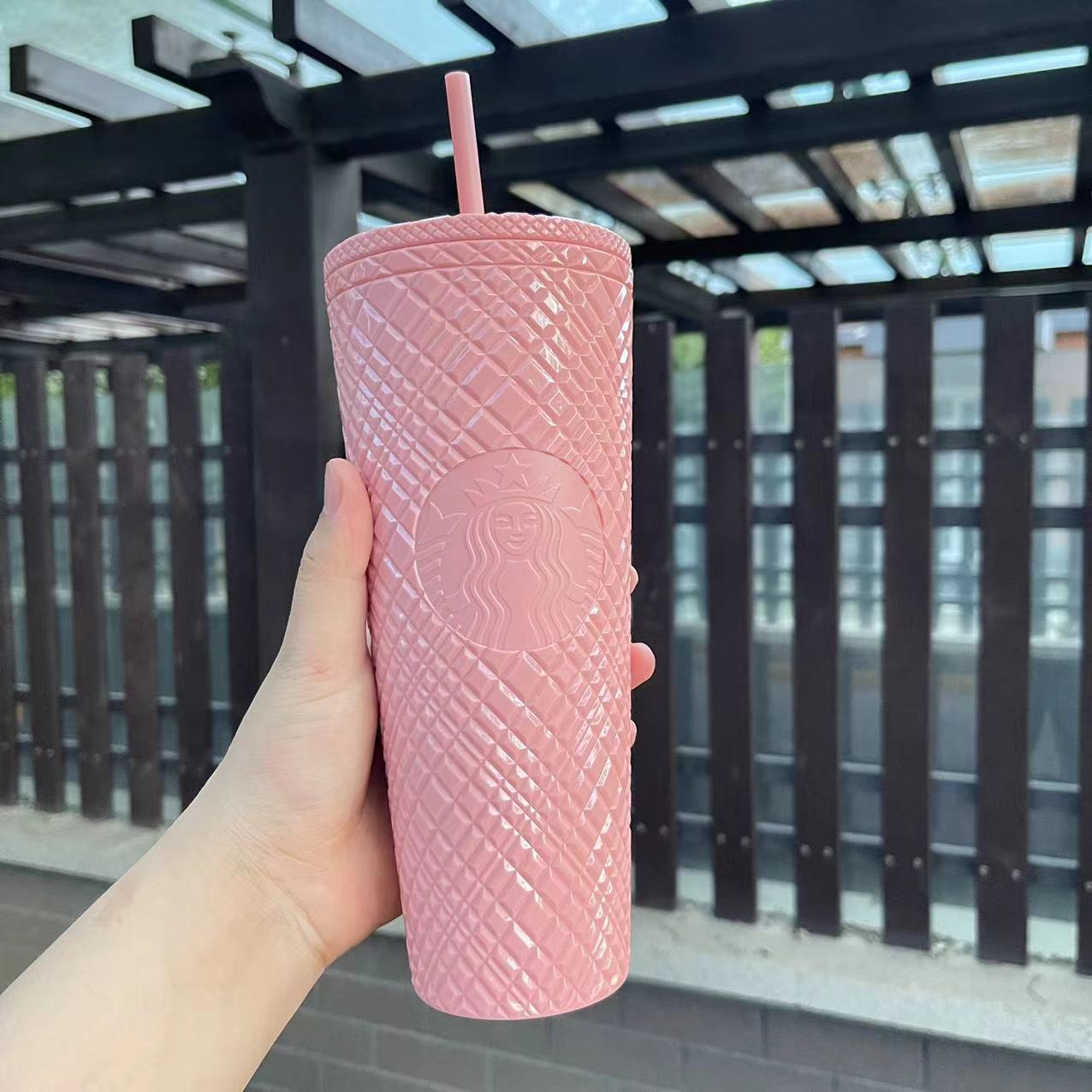on-sale Starbucks Taiwan coral pink jeweled straw cup 24oz Starbucks loveinstarbucks