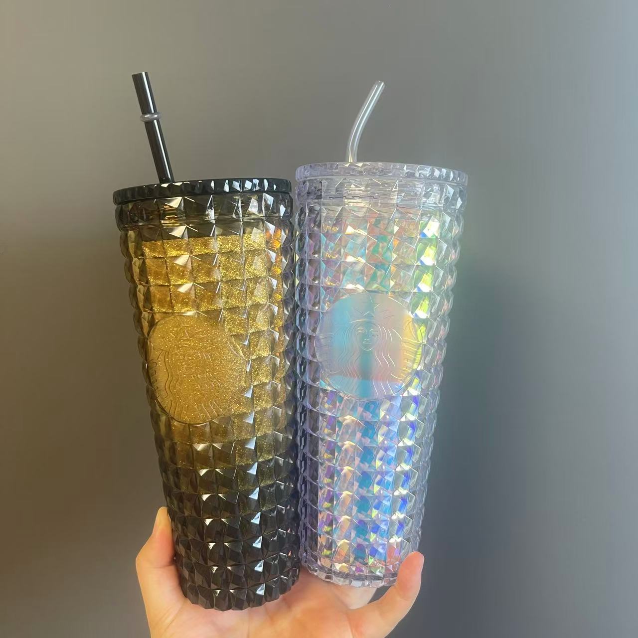 2PCS X Starbucks diamond plastic straw cup 710ml