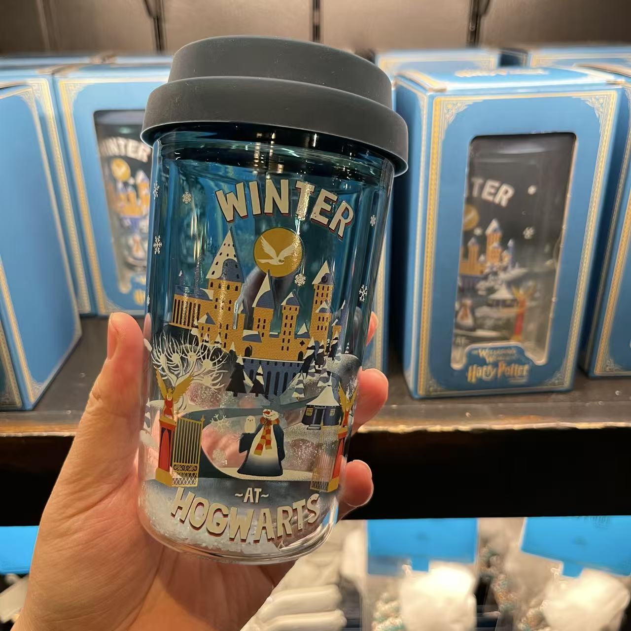 Harry Potter snowman and snowflake glass cup