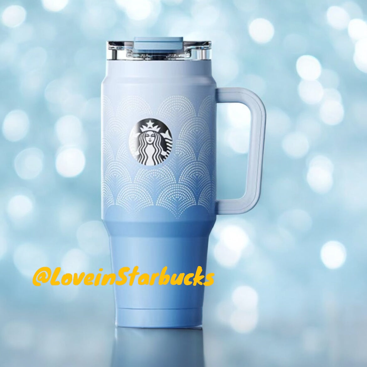 Starbucks China 2024 online cyan series blue water ripple Stainless steel cup 880ml Starbucks loveinstarbucks