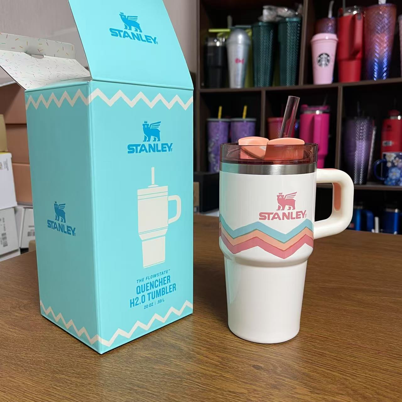 customized  Tiny flaw white stainless steel cup  Stanley cup 20oz - shipping within US -test