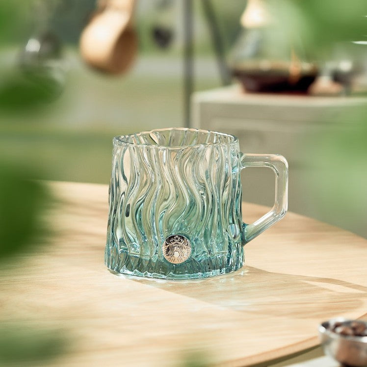 Starbucks China 2023 Fresh Mint Green Embossed glass 425ml Starbucks loveinstarbucks