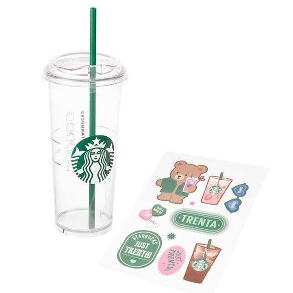 Starbucks Korea Summer straw Trenta plastic cup 30oz with sticker Starbucks loveinstarbucks