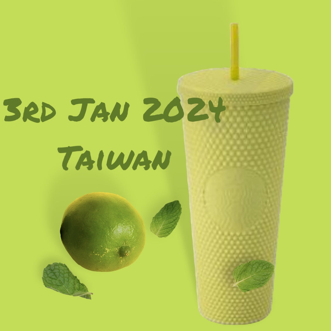 Starbucks Taiwan 2024 New year lemon yellow Lime matte studded straw cup 24oz loveinstarbucks loveinstarbucks