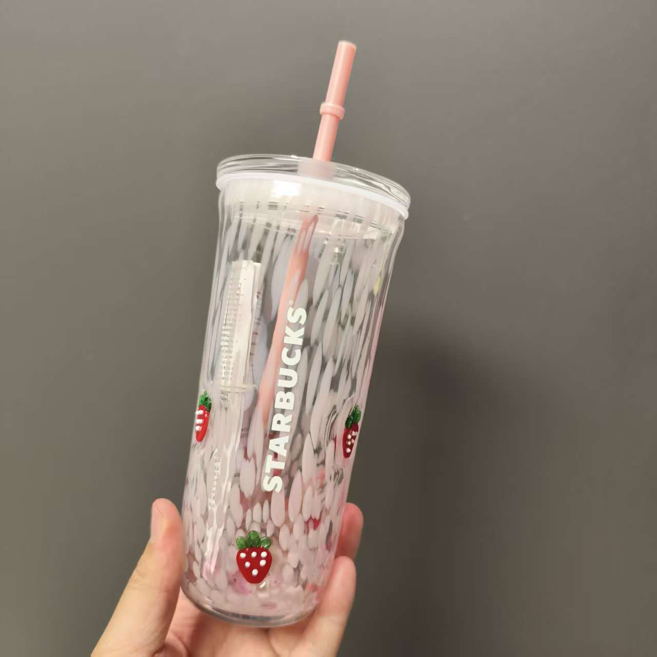 Starbucks Strawberry Glass Cup 473ml 16oz  - read details before order