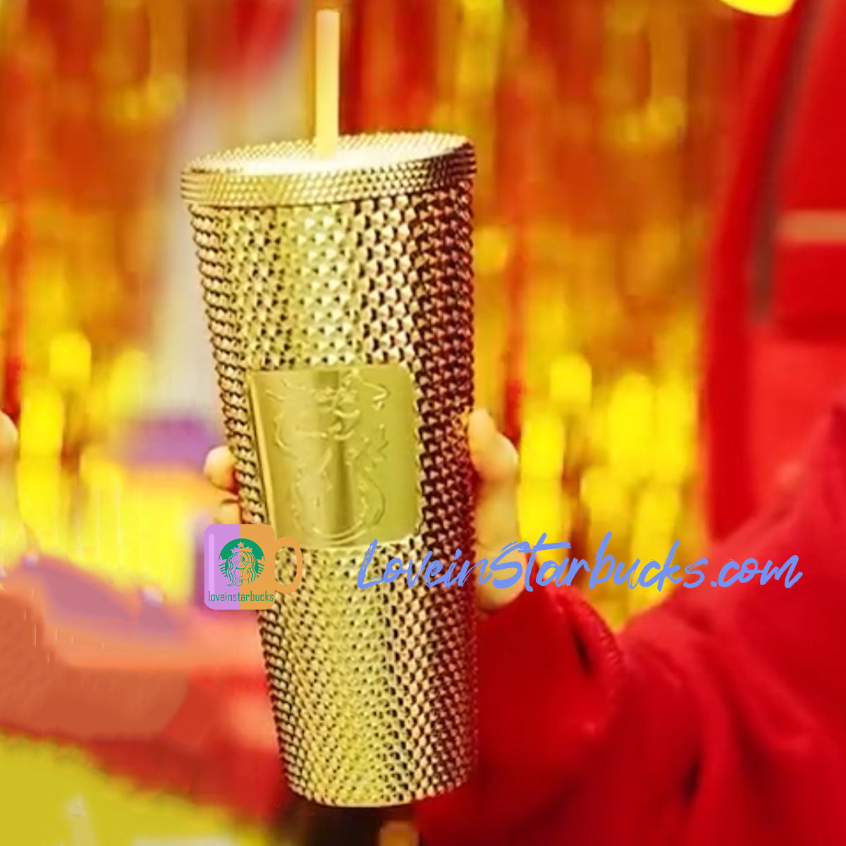 Starbucks China 2024 Lunar Dragon new year dragon gold studded straw cup 24oz loveinstarbucks loveinstarbucks