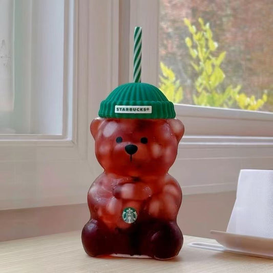 Starbucks 2025/2026 Green hat Transparent Bearista Bear glass -read details before order