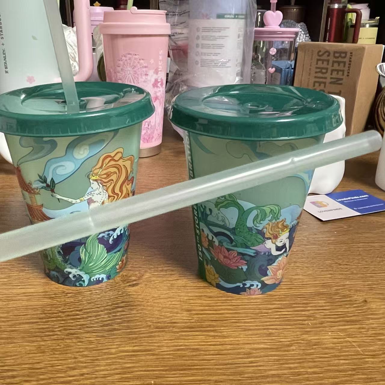 one straw damaged  -   2PCS X Starbucks Vietnam 2026 green Reusable cold straw cup