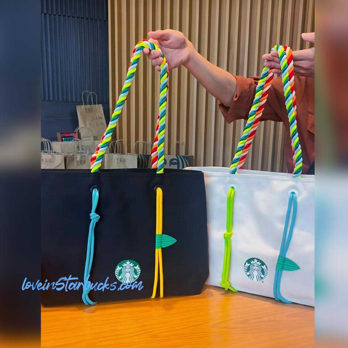 Starbucks China white/black Canvas Single Shoulder Bag Starbucks loveinstarbucks