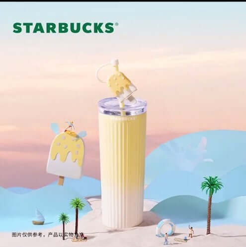 Starbucks China 2024 Colorful summer Series Yellow Stainless Steel Straw Cup coming with topper loveinstarbucks loveinstarbucks