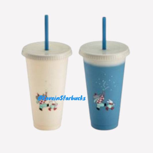 Starbucks Taiwan 2024 Christmas series Plastic discoloration straw cup 710ml when exposed to cold Starbucks loveinstarbucks