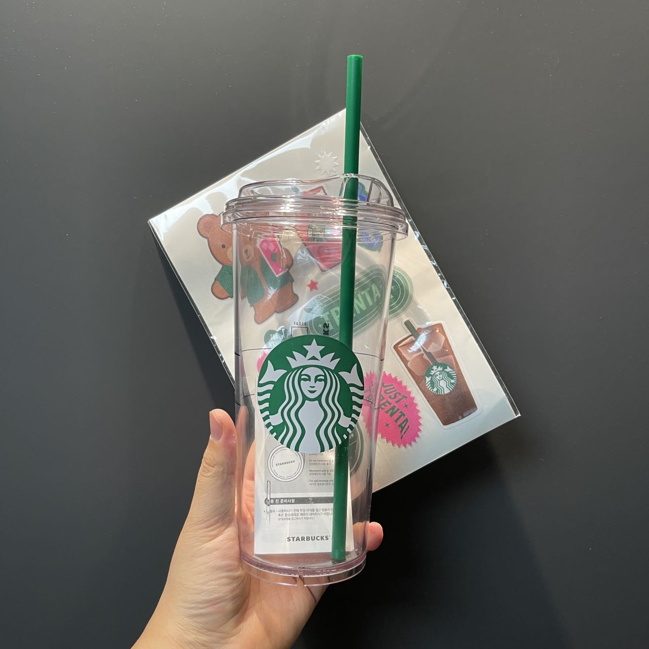 Starbucks Korea Summer straw Trenta plastic cup 30oz with sticker Starbucks loveinstarbucks