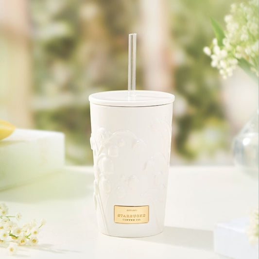 Starbucks tumbler China 2023 Lily of the Valley Online straw ceramic mug 410ml Starbucks loveinstarbucks