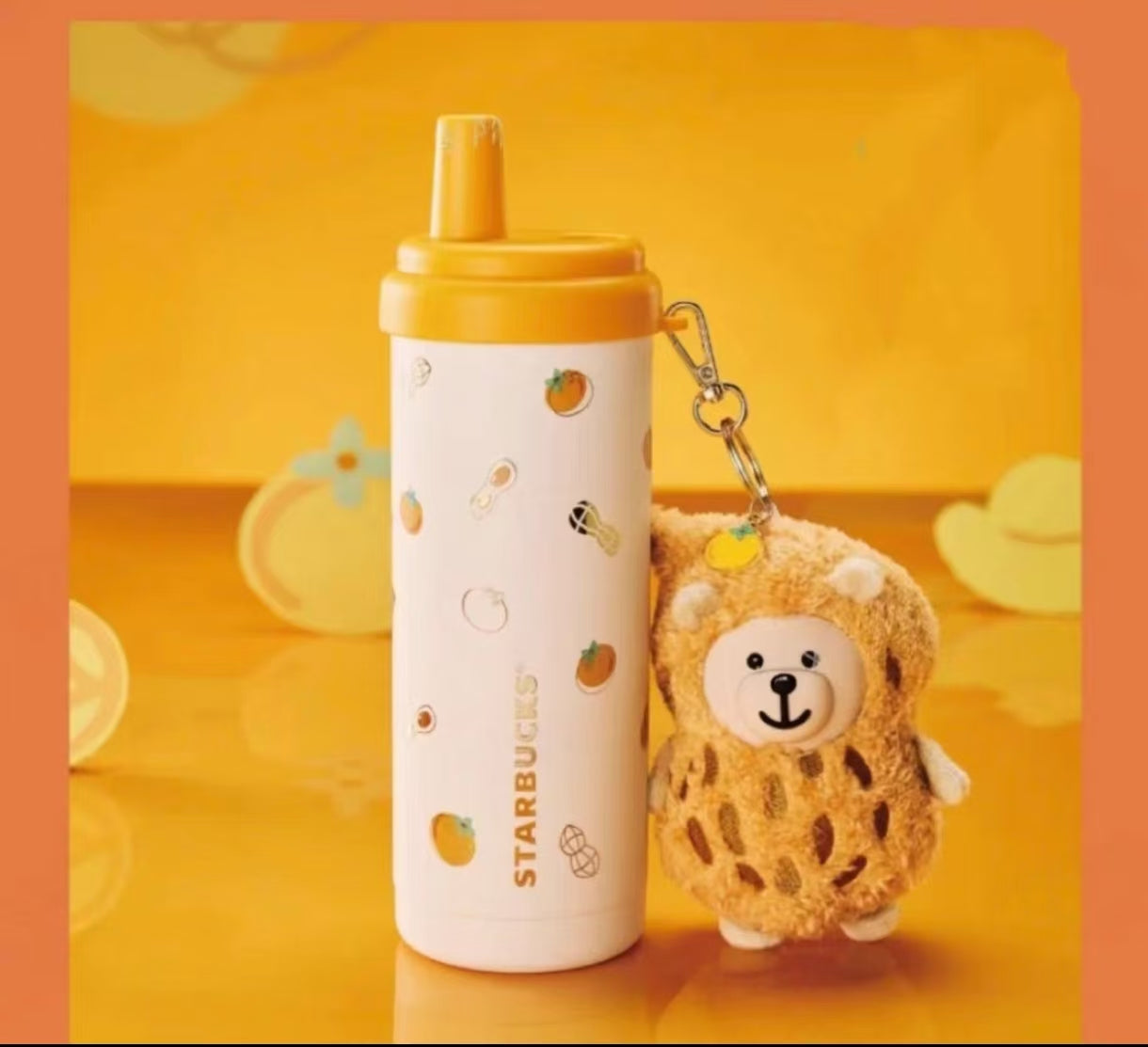Starbucks China 2026 Year of the Horse series Peanut Style Stainless Steel Straw Cup with Bear Pendant 570ml 20.06oz