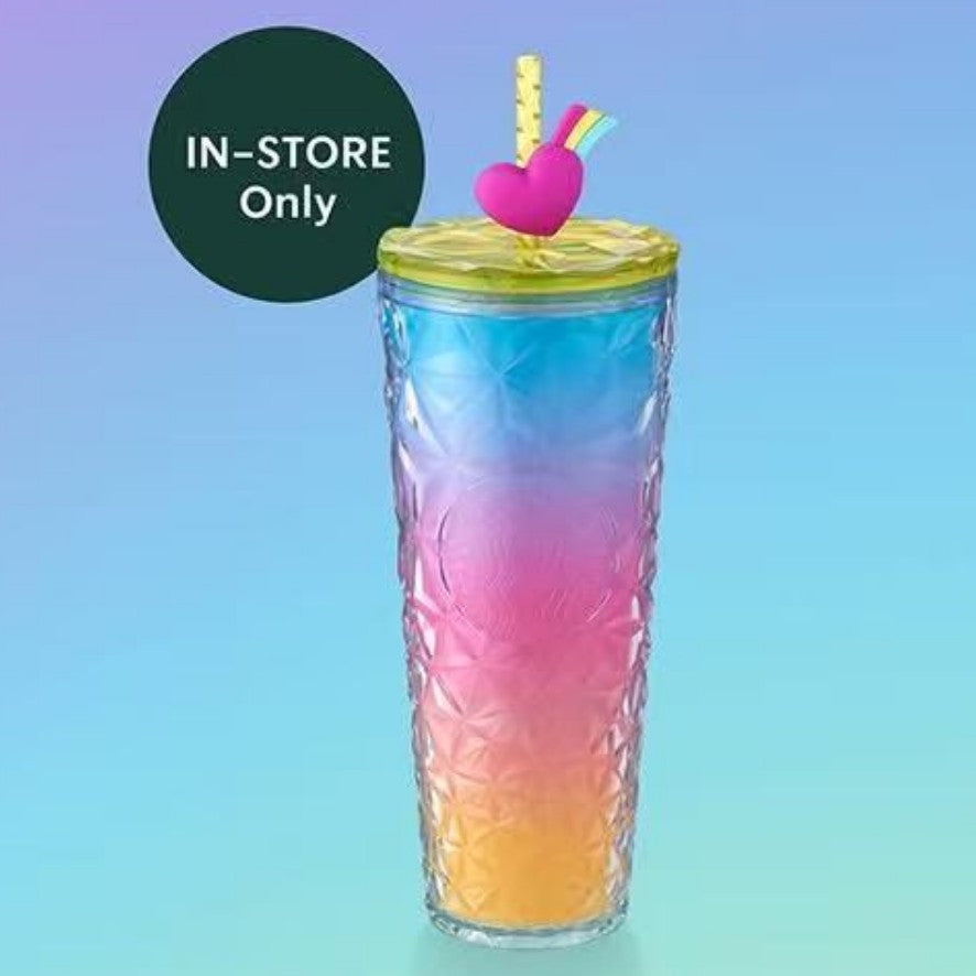 Starbucks Thailand 2025 PRIDE collection rainbow plastic straw cup 24oz