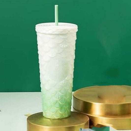 Starbucks Taiwan 2024 Kangqiao store limited Sparkling scale green white Ombre straw Cold Cup 24oz loveinstarbucks loveinstarbucks