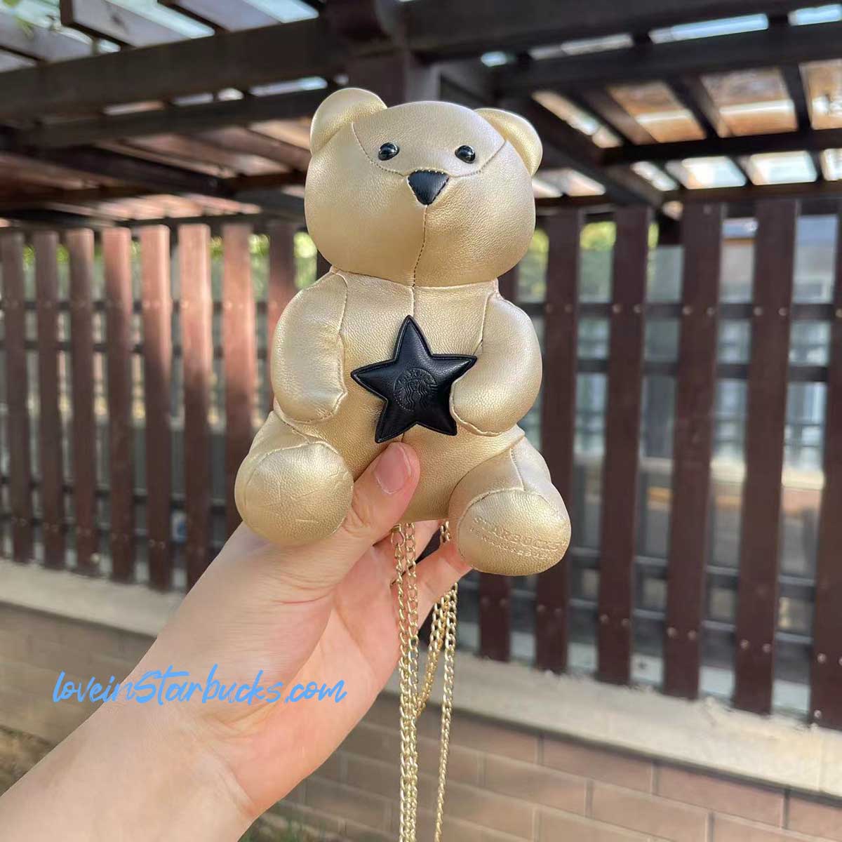 on sale Starbucks China 10th anniversary gold and black bear cross body coin purse bag Starbucks loveinstarbucks