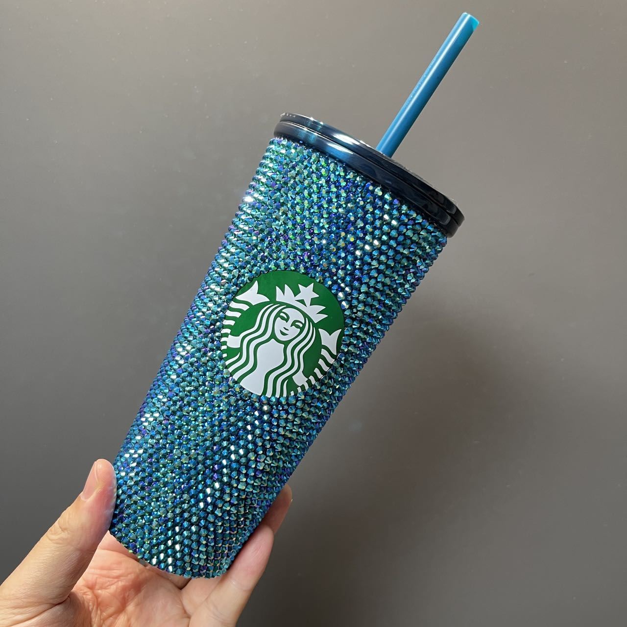 Starbucks Tumblers Thailand blue rhinestones straw cup 25th anniversary Starbucks loveinstarbucks