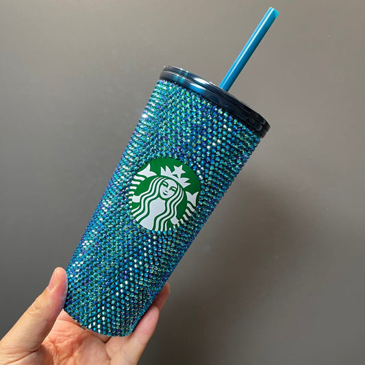 Starbucks Tumblers Thailand blue rhinestones straw cup 25th anniversary Starbucks loveinstarbucks