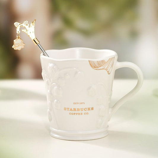 Starbucks tumbler China 2023 Lily of the Valley Online Ceramic embossed mug 330ml Starbucks loveinstarbucks