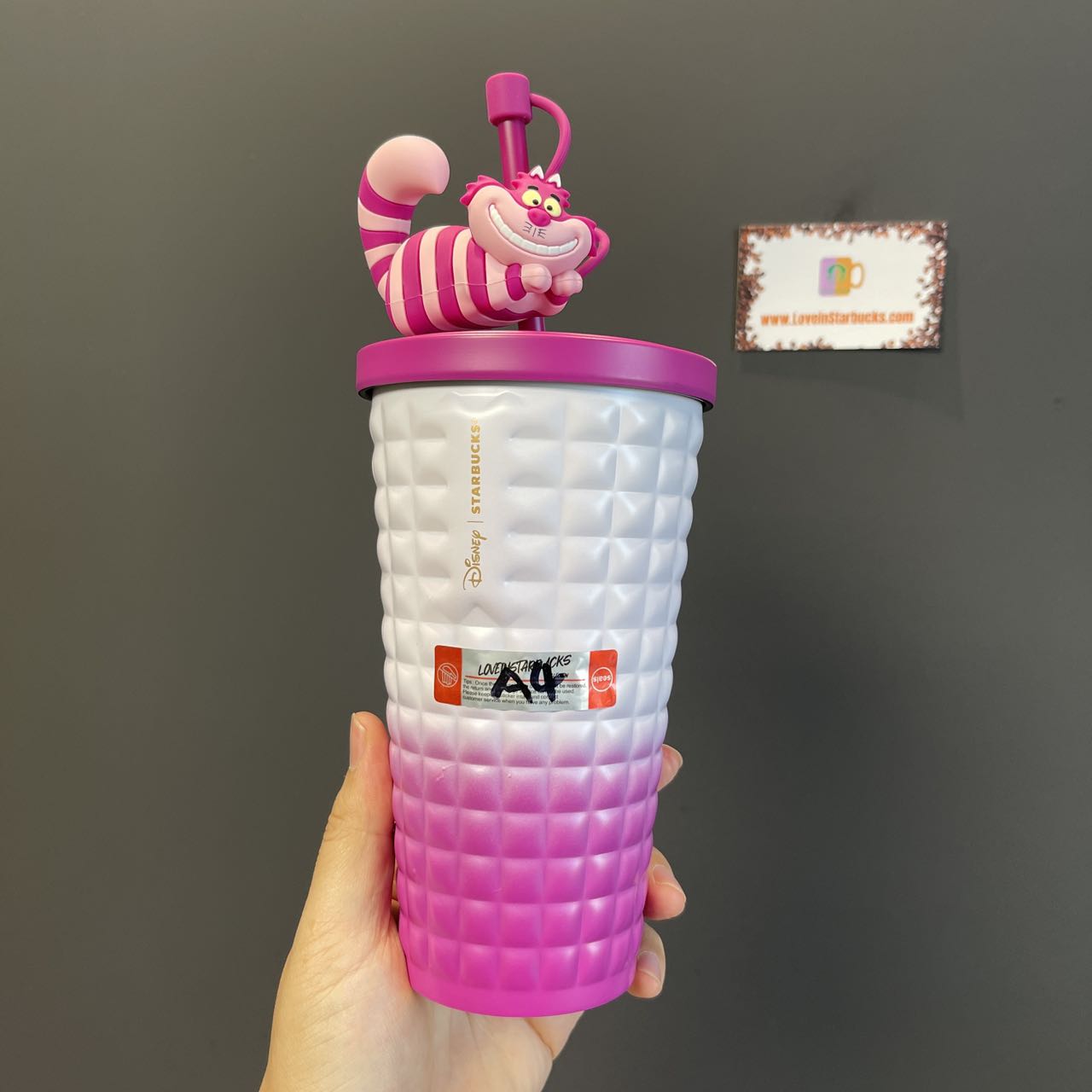#A4 Flaw Starbucks Disney 2024 Alice series Cheshire Cat rose stainless steel cup 580ml Starbucks loveinstarbucks