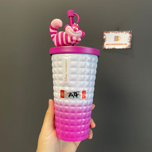 #A4 Flaw Starbucks Disney 2024 Alice series Cheshire Cat rose stainless steel cup 580ml Starbucks loveinstarbucks