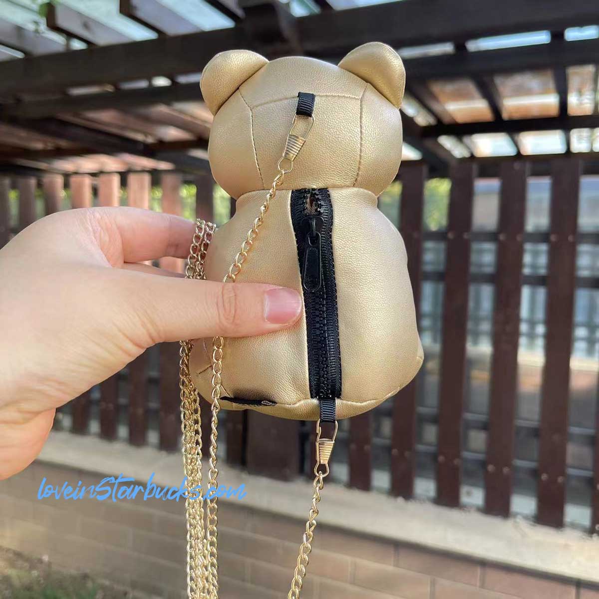 on sale Starbucks China 10th anniversary gold and black bear cross body coin purse bag Starbucks loveinstarbucks