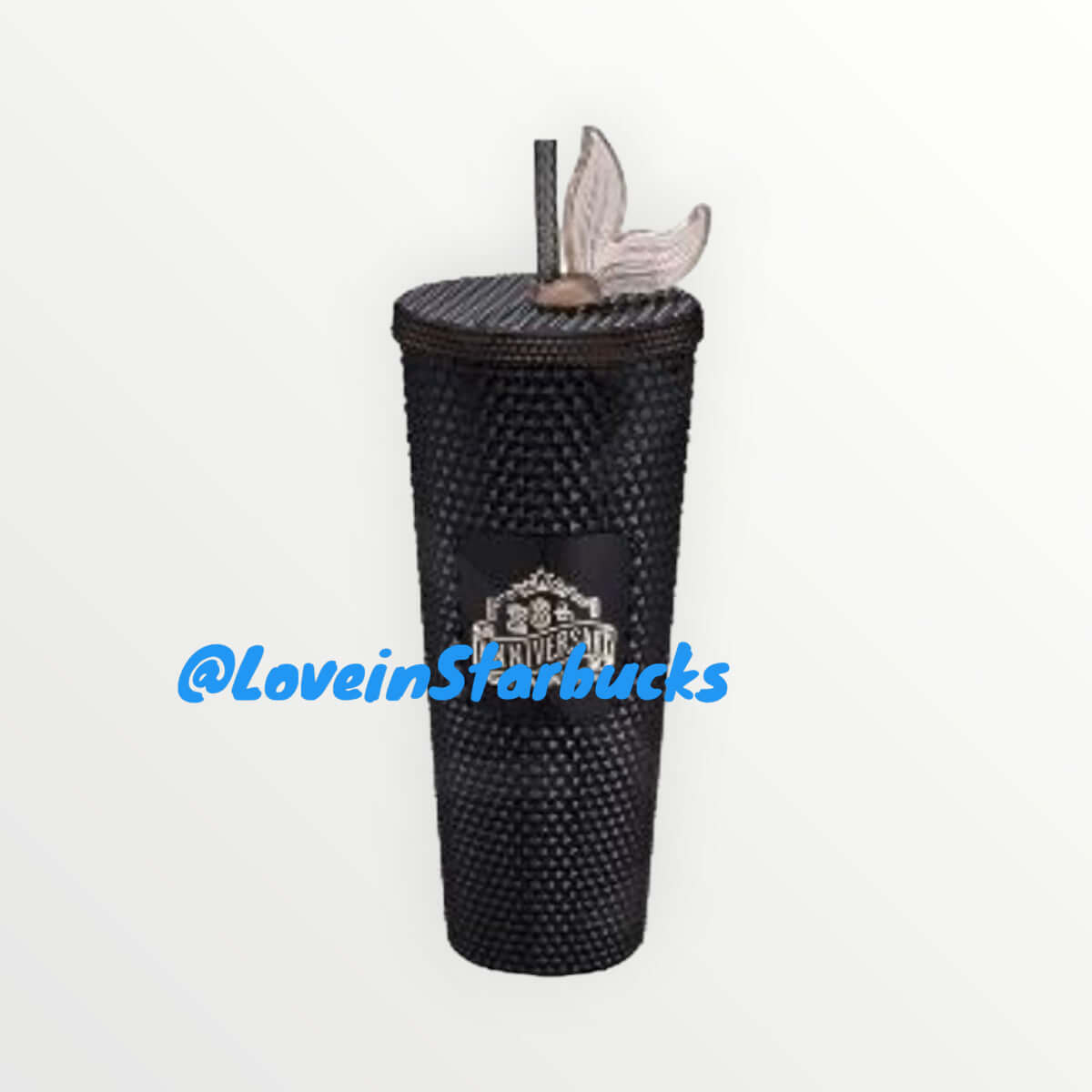 Starbucks Taiwan 2024 26th anniversary black studded straw cup with topper loveinstarbucks loveinstarbucks