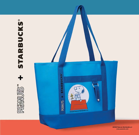 Starbucks X Peanuts co-brand collection Blue Snoopy Tote Bag Starbucks loveinstarbucks