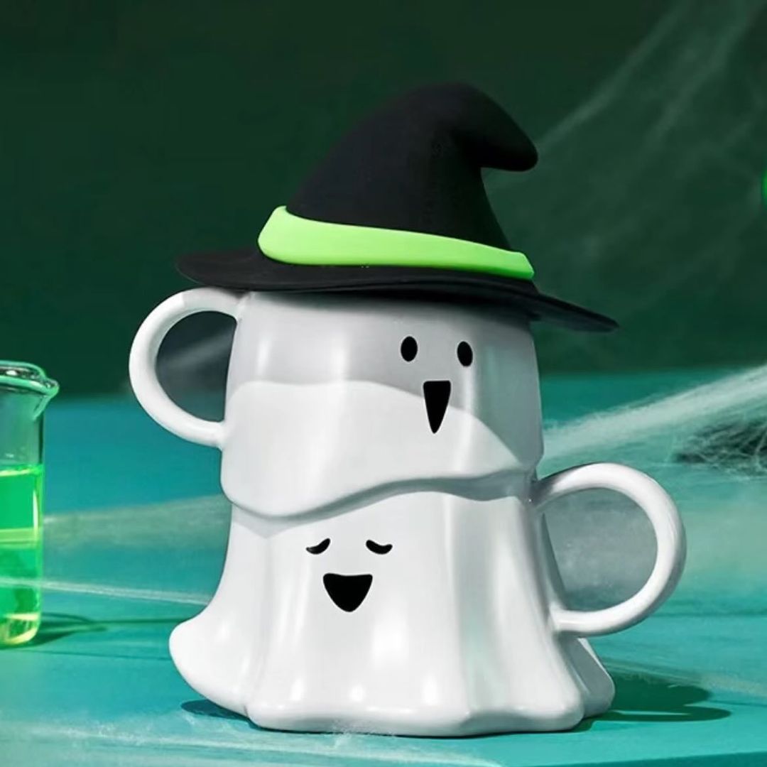 Starbucks China 2024 Halloween Green Ghost online ceramic cup 455ml starbucks loveinstarbucks