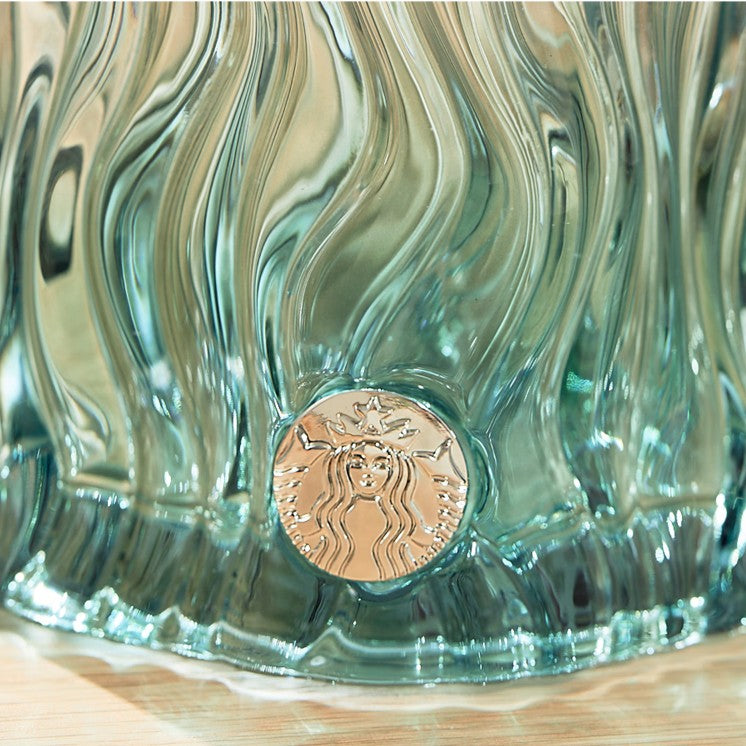 Starbucks China 2023 Fresh Mint Green Embossed glass 425ml Starbucks loveinstarbucks