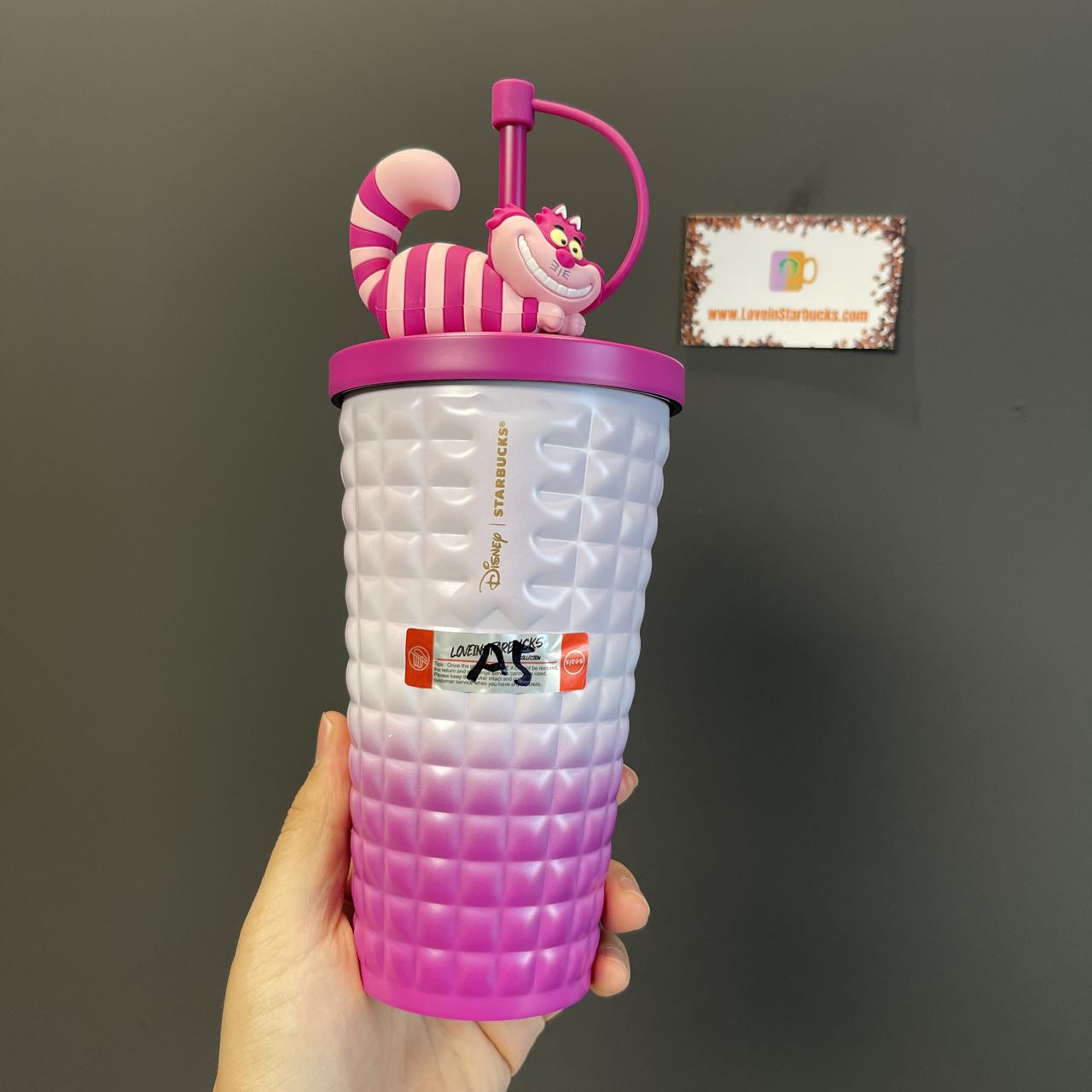 #A5 Flaw Starbucks Disney 2024 Alice series Cheshire Cat rose stainless steel cup 580ml Starbucks loveinstarbucks