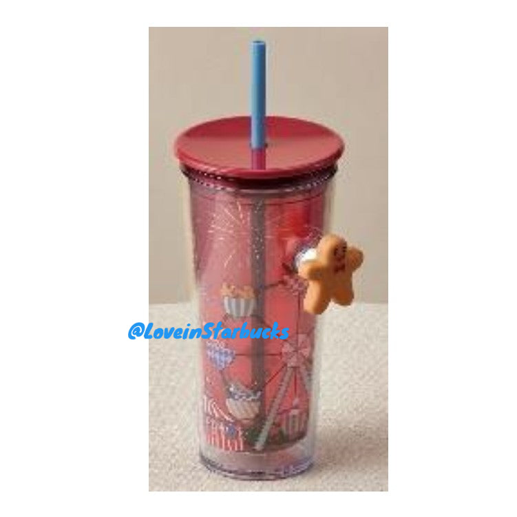 Starbucks Taiwan 2024 Christmas series Gingerbread Man Finger straw cup 473ml Starbucks loveinstarbucks